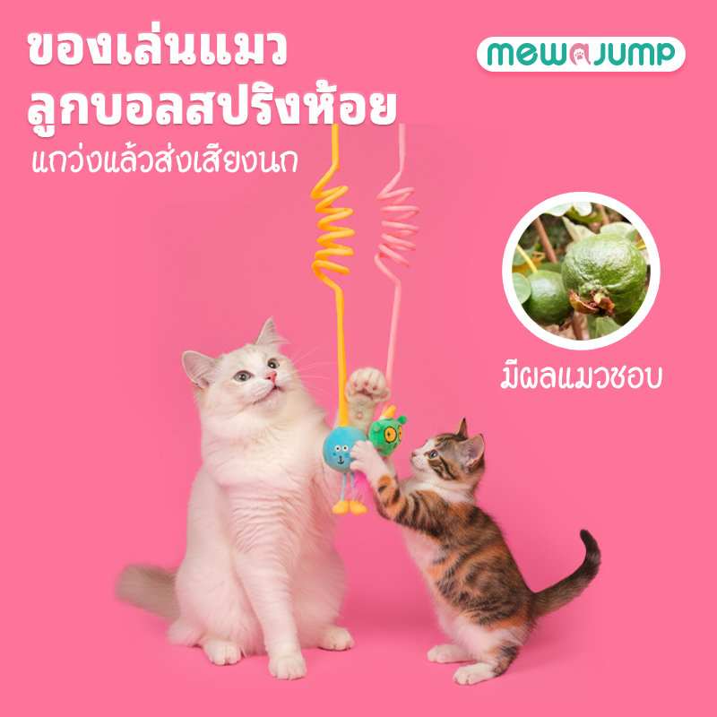 【แถมจุ๊บยางดูดฟรี】MewaJump ของเล่นแมวแขวนยางยืด พร้อมเสียงนก แคทนิป ขนนก และเชือก ของเล่นโต้ตอบ แข็งแรง ทนทาน สนุก เคี้ยวได้ ใช้ล่อและกระตุ้นแมวเลี้ยงในบ้าน