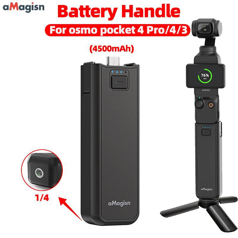 AMagisn OSMO Pocket 3 / 4 / 4 Pro แบตเตอรี่ Handle 4500mAh Power Charger Selfie Stick สําหรับ DJI OSMO POCKET 4/4Pro Power Bank Grip Mount อุปกรณ์เสริมมือถือ