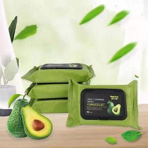 INITIAL LIFE🥑🥑ทิชชู่เปียกเช็ดหน้า กลิ่นอโวคาโด้ ทิชชู่เช็ดเครื่องสำอาง เช็ดทำความสะอาด แต่งหน้า 60 แผ่นA5
