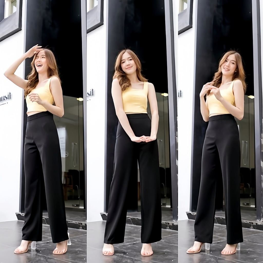 กางเกงทรงตรงเอวสูง S-4XL 4 สี กางเกงผู้หญิงสีดำ กางเกงขายาวลำลอง ใส่ทำงาน เข้าได้หลายชุด ผ้าคุณภาพดี สวมใส่สบาย🌈BABAOTU🌈