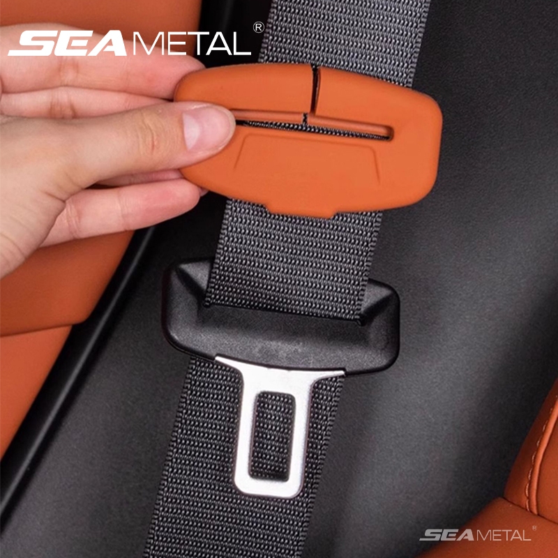 SEAMETAL 2 ชิ้น ซิลิโคน เข็มขัดนิรภัยรถยนต์หัวเข็มขัดปกป้อง ปลอกคลุมหัวเข็มขัดนิรภัย กันลื่น กันรอย อุปกรณ์รถยนต์