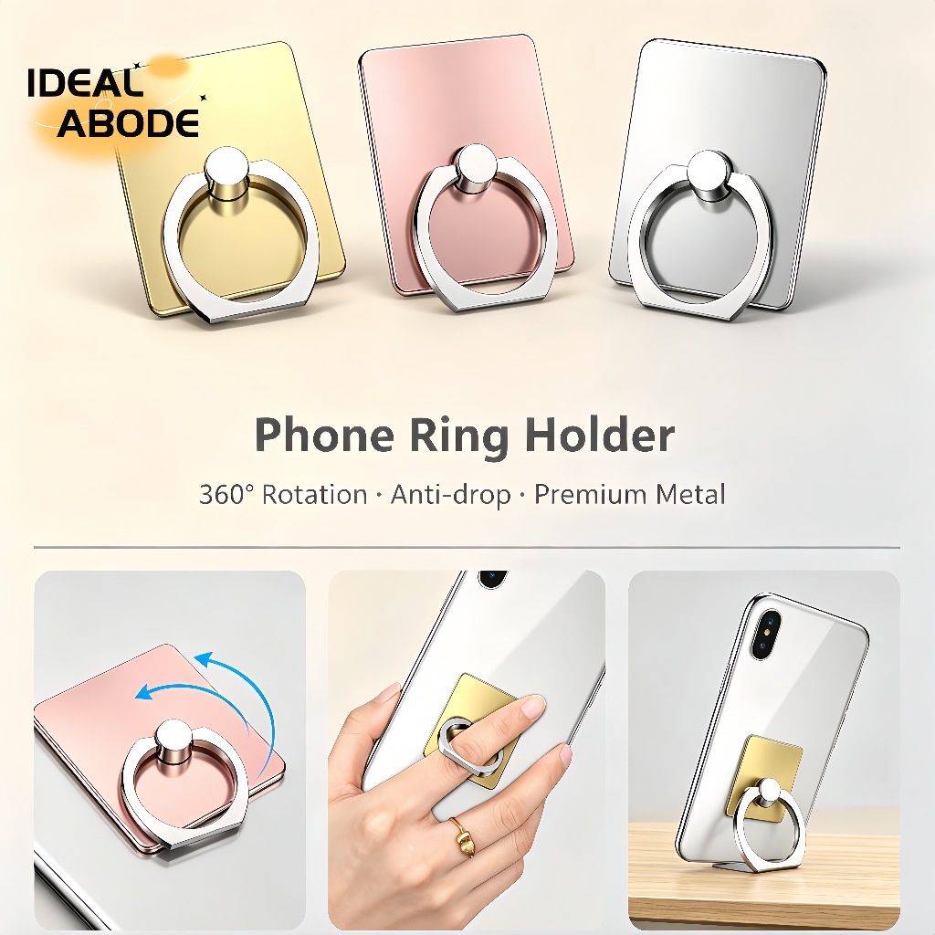 IDEALABODE แหวนขาตั้งโทรศัพท์หมุนได้ 360 องศา ขาตั้งแหวนรองมือถือ อุปกรณ์เสริมมือถือ พกพาสะดวก