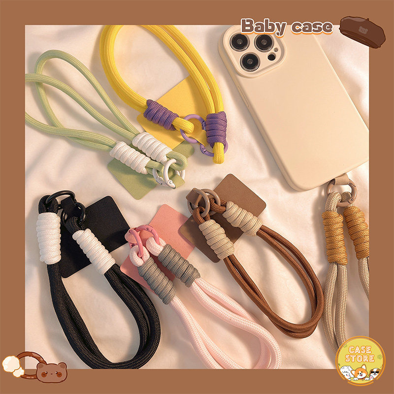 สายไนล่อนสีพื้นมินิมอล สายคล้องเคส อุปกรณ์เสริมมือถือ สร้อยข้อมือ สายคล้องสั้น ใช้ได้กับทุกรุ่น พวงกุญแจ สายคล้องข้อมือ