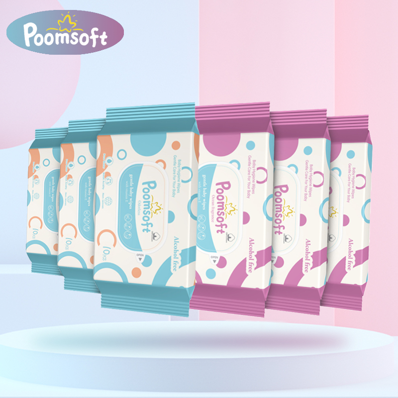 Poomsoft ทิชชู่เปียก ทิชชู่เปียกทำความสะอาด baby wet wipes 10 แผ่น ทิชชู่เปียกเด็ก กระดาษเปียก