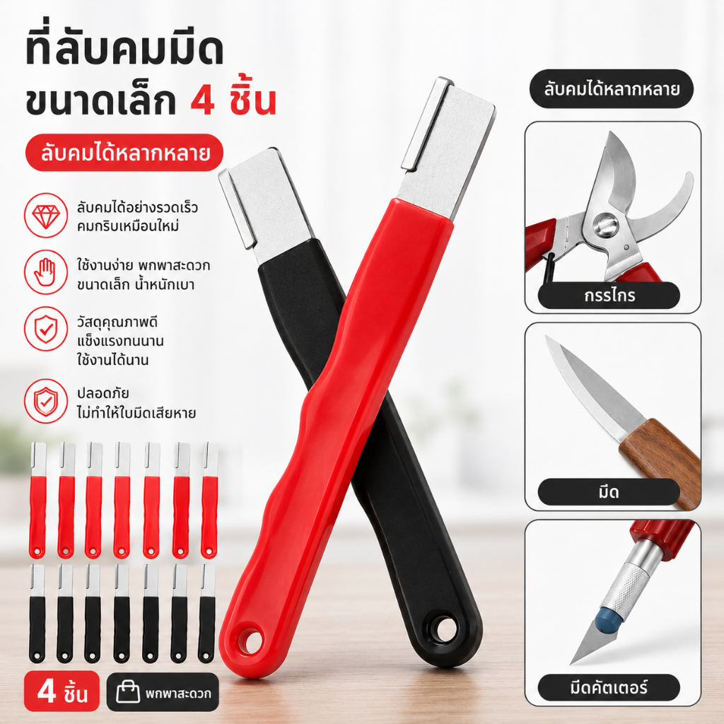 ✨Q&X_SHOP✨ที่ลับคมมีดครัว วัสดุคาร์ไบด์ แบบมือถือง่ายใช้ ลับกรรไกรสวนได้ด้วย MD168