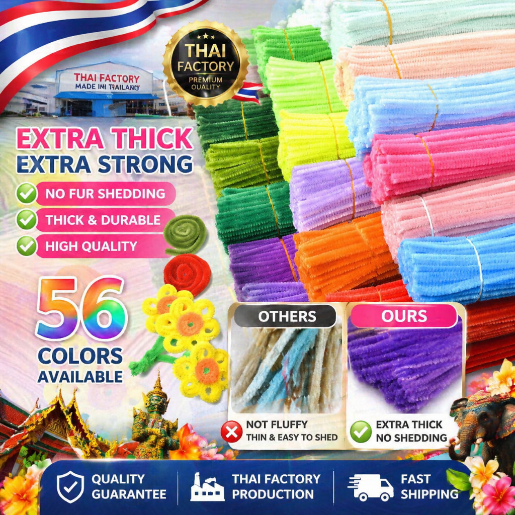 (100 เส้น/แพ็ค พร้อมโปรโมชั่น) ลวดดัดขน 100 เส้น วัสดุทำดอกไม้ วันแม่ DIY ดอกไม้สื่อรักแม่ คุณภาพดี ไม่เป็นขน