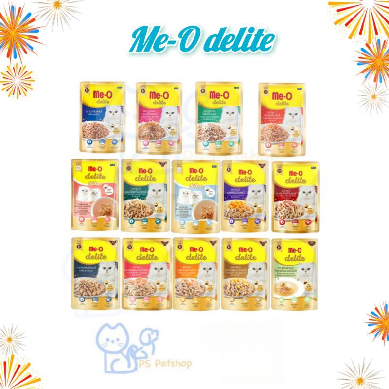 Me O delite อาหารเปียกแมว ผลิตจากทูน่าแท้ สารอาหารระดับพรีเมี่ยม ขนาด 70 กรัม ×12 ซอง (1โหล)
