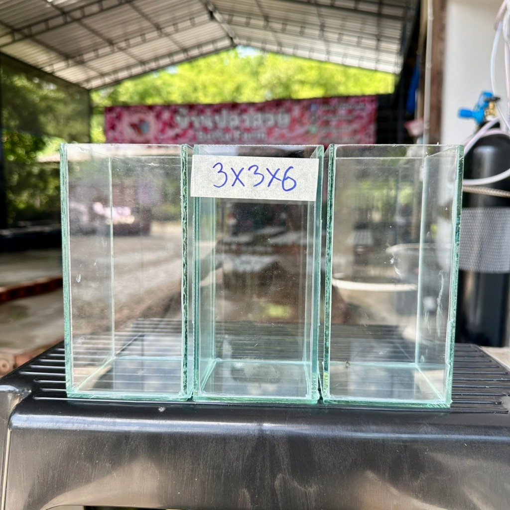 โหลปลากัด ขนาด3x3x6นิ้ว (ชุด3ใบ) หนา3มิล กาวใส