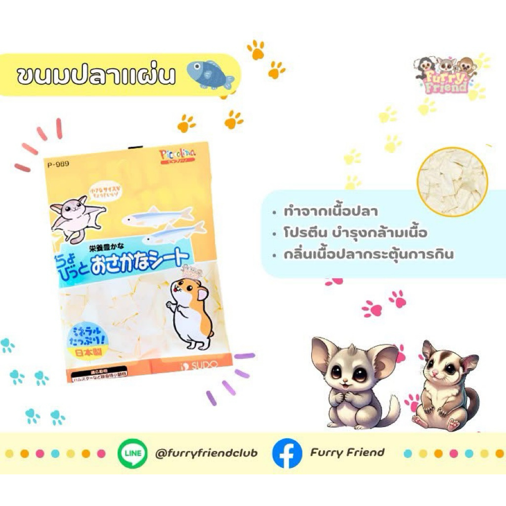 Piccolina ปลาแผ่นสำหรับชูการ์ไกลเดอร์ บุชเบบี้ มาโมเสท ฯลฯ