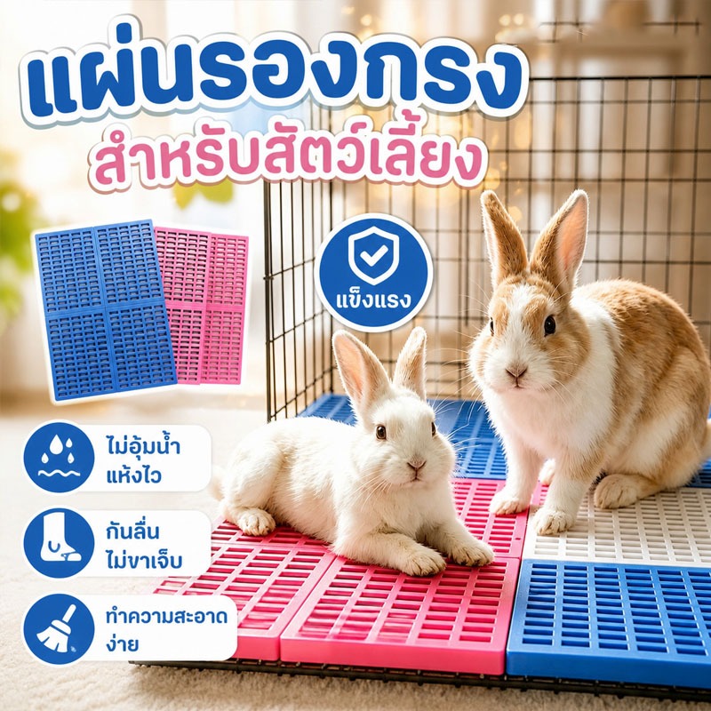 แผ่นรองกรง แผ่นรองกรงระต่าย กันลื่น วัสดุPP ทำความสะอาดง่าย รองรับน้ำหนักดี กันเท้าตกร่อง